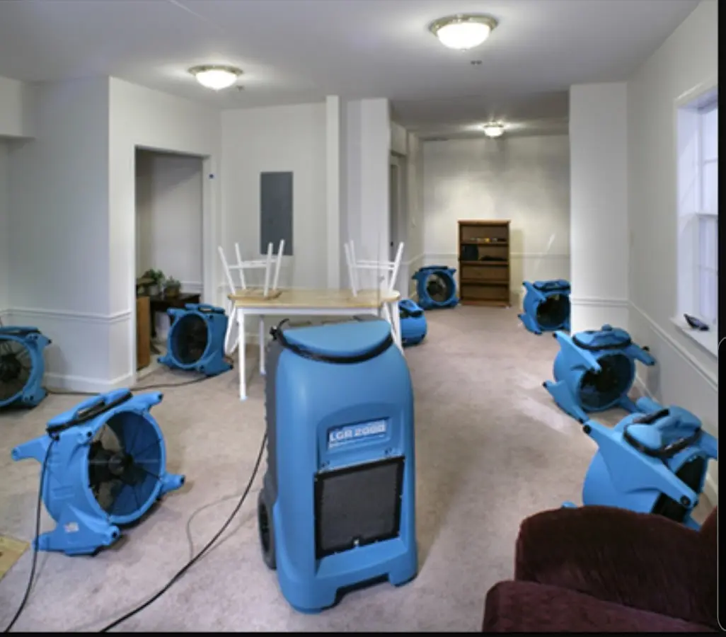 Air movers and dehumidifier setup for Water Extraction & Removal in Biddeford
