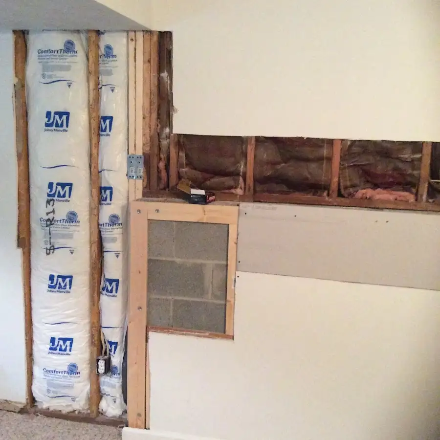 Wall insulation replacement during Basement Flood Cleanup in Biddeford